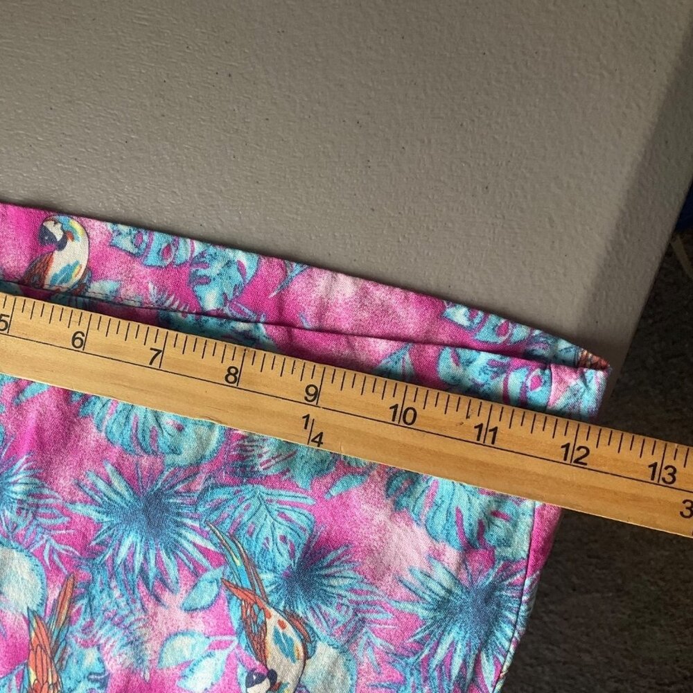 Margaritaville Large Pink Tropical Parrot Print Wide Leg Pull On Pants Palazzo - Picture 7 of 15